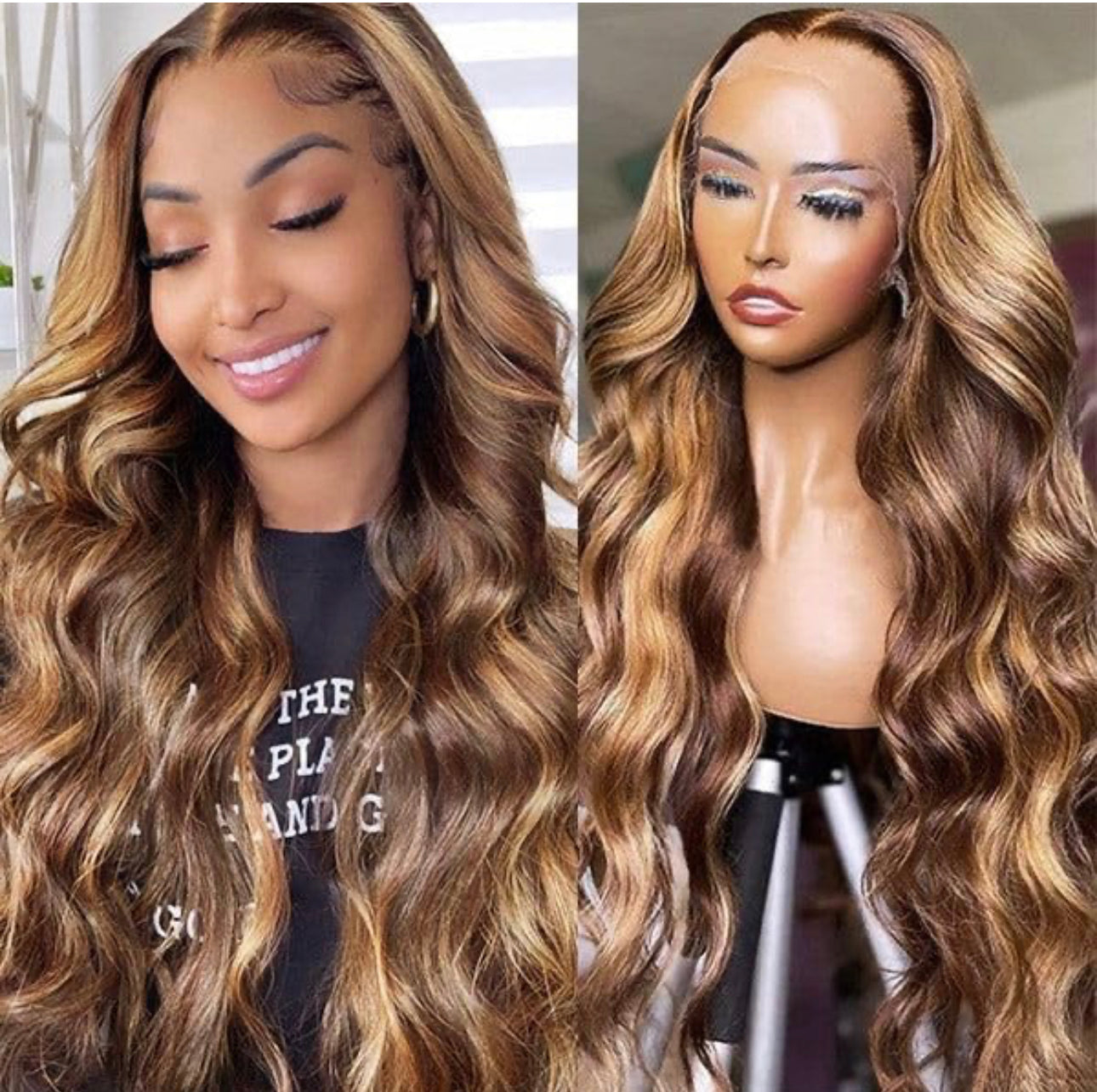 13x4 Honey Blonde Hd Lace Front Wig Human Hair 4/27 Highlight Ombre Body Wave Lace Front Wig Human Hair Pre Plucked