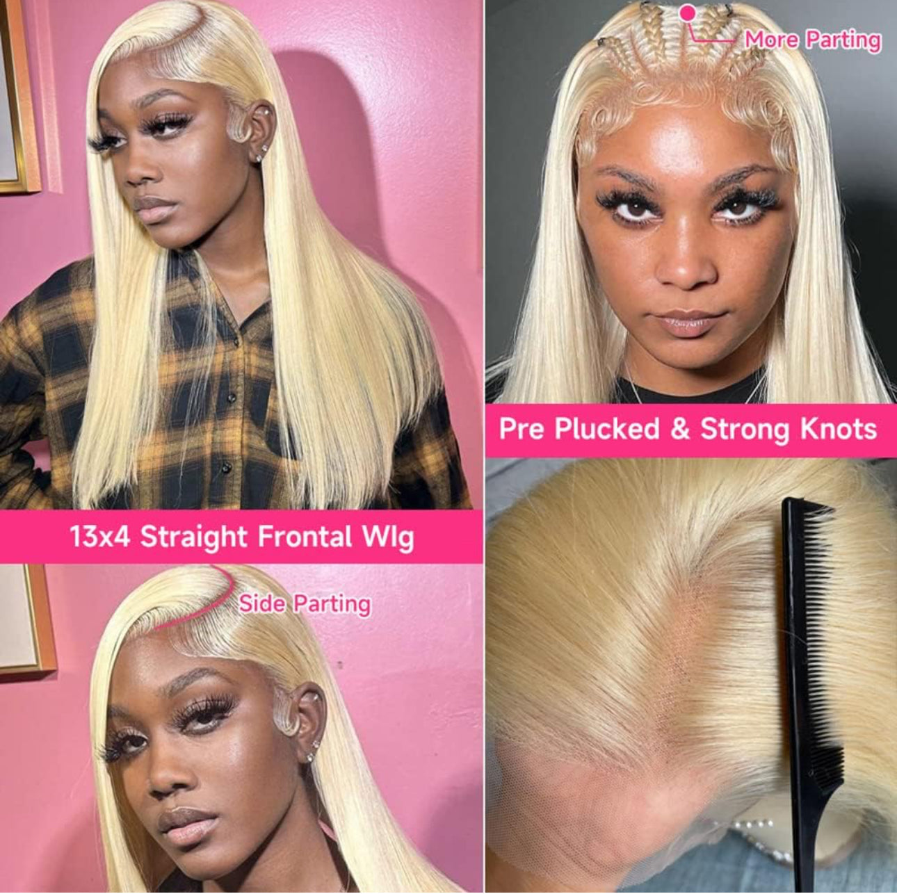 13*4  Straight Blonde Wigs